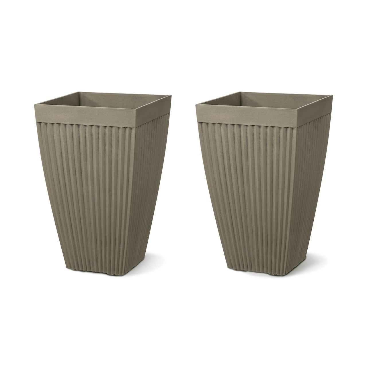 Glitzhome® 23" Eco-Friendly Oversized Faux Concrete Square Fluted Pot Planters, 2ct.